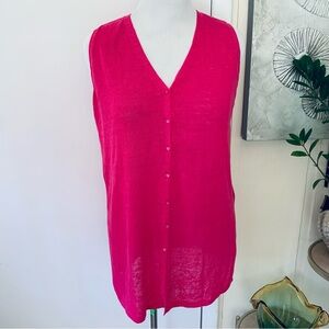 NWT Zara linen blend sleeveless front buttons top size M